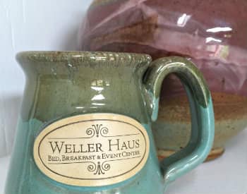 Multi colored pale and dark green coffee mug